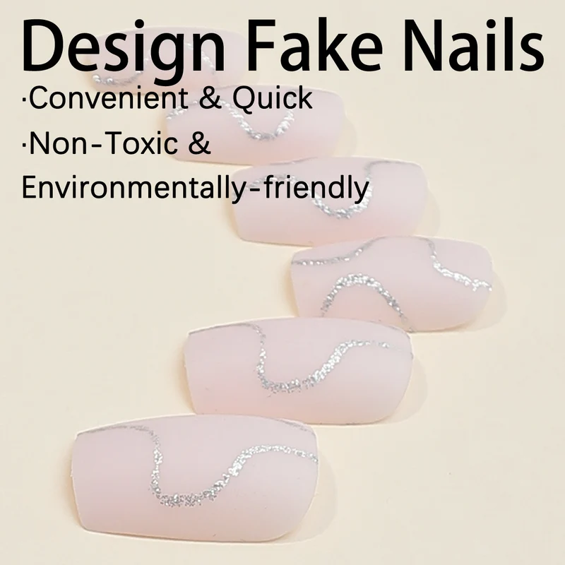 Kunstnagelset mit elegantem Glitter-Konturdesign Karnz