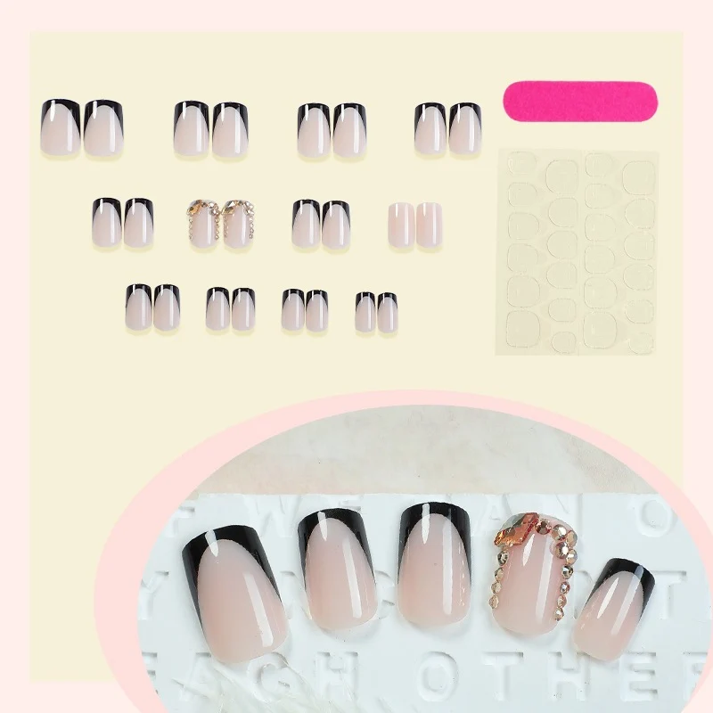 Kunstnagelset mit elegantem Farbverlauf und Glitzerakzenten Karnz