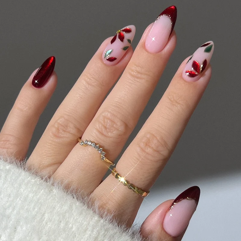 Kunstnagelset mit elegantem Blüten- und Farbverlauf Karnz