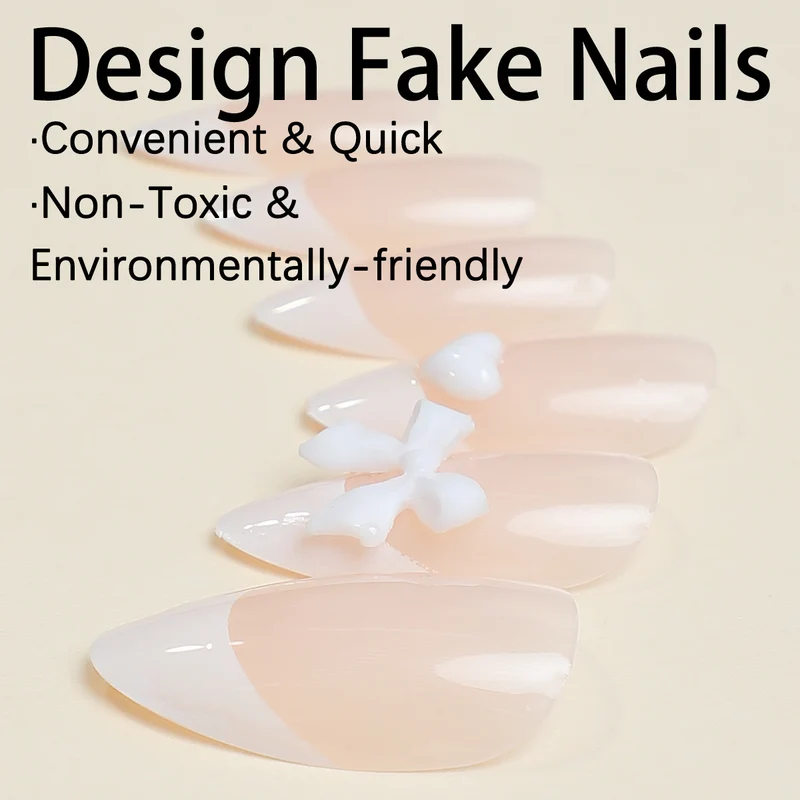 Kunstnagelset mit dekorativem French-Tip-Design Karnz