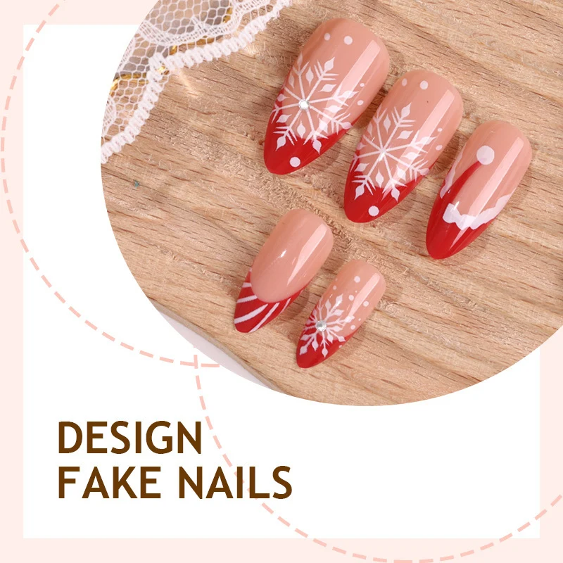 Kreatives Kunstnagelset mit festlichem Schneeflocken-Design Karnz