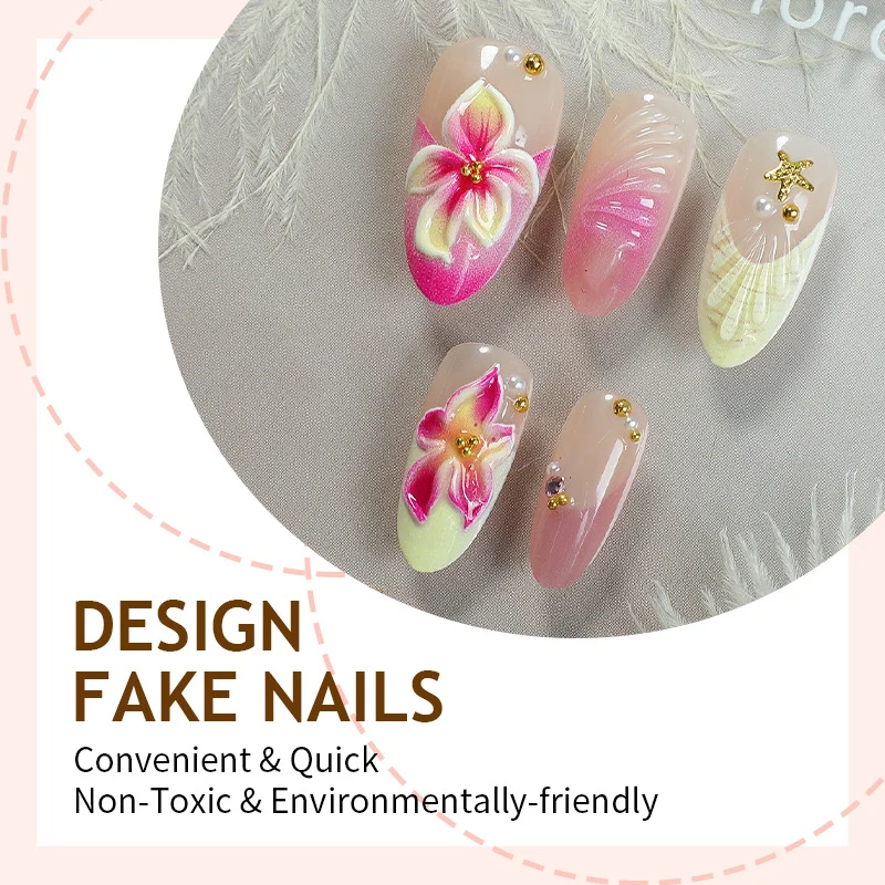 Kreatives Kunstnagelset mit eleganten Blumendesigns Karnz