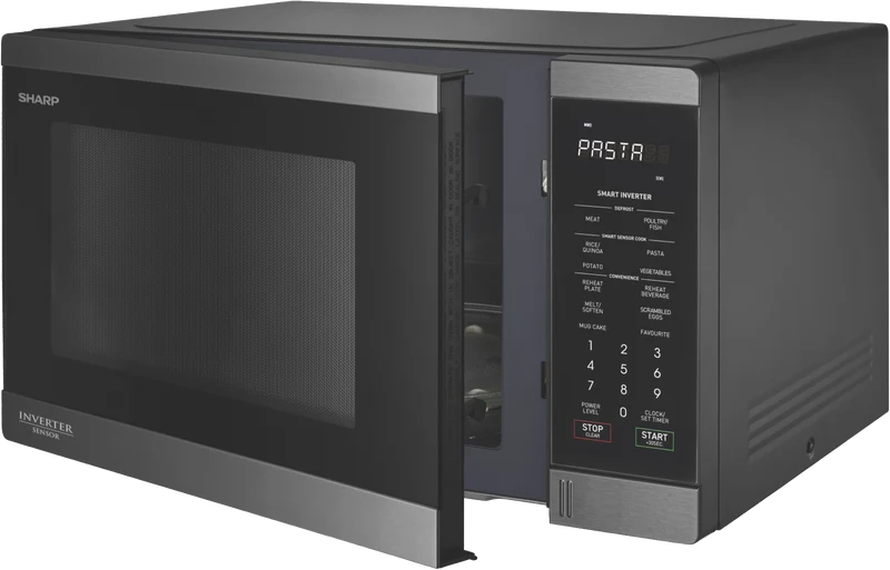Sharp 1200W Inverter Microwave - Black S/Steel