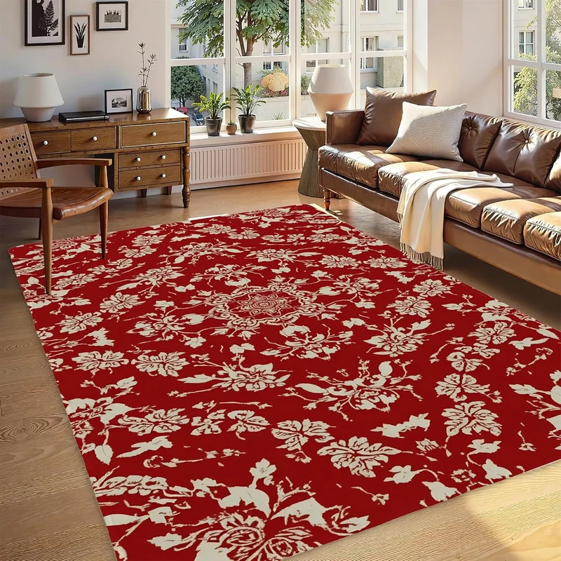 Abstract Leaf Print Teppich
