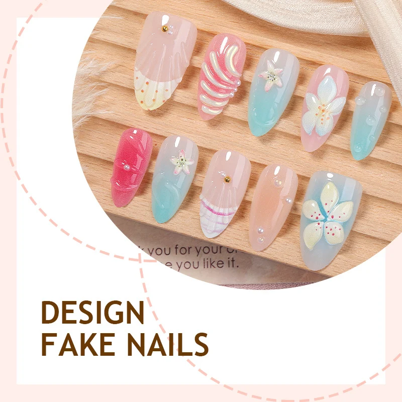 Kunstnägel Set mit floralen Designs und glitzernden Akzenten Karnz