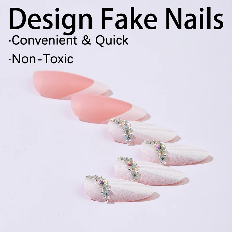 Künstliches Nagelset mit luxuriösen 3D-Verzierungen Karnz