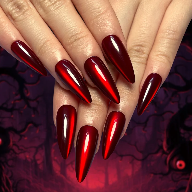 Kunstvolle Nagelverlängerungen mit kreativen Augen-Design Karnz