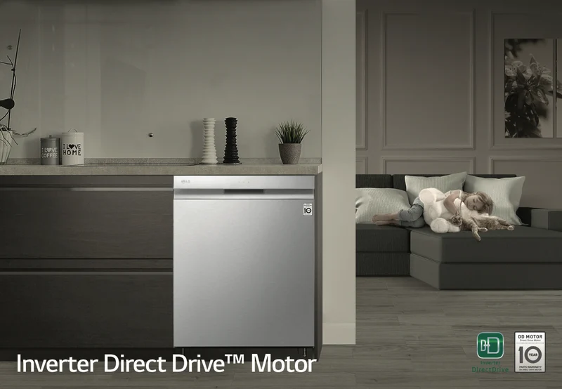 LG 60cm 15 Place QuadWash Freestanding Dishwasher, Stainless Steel
