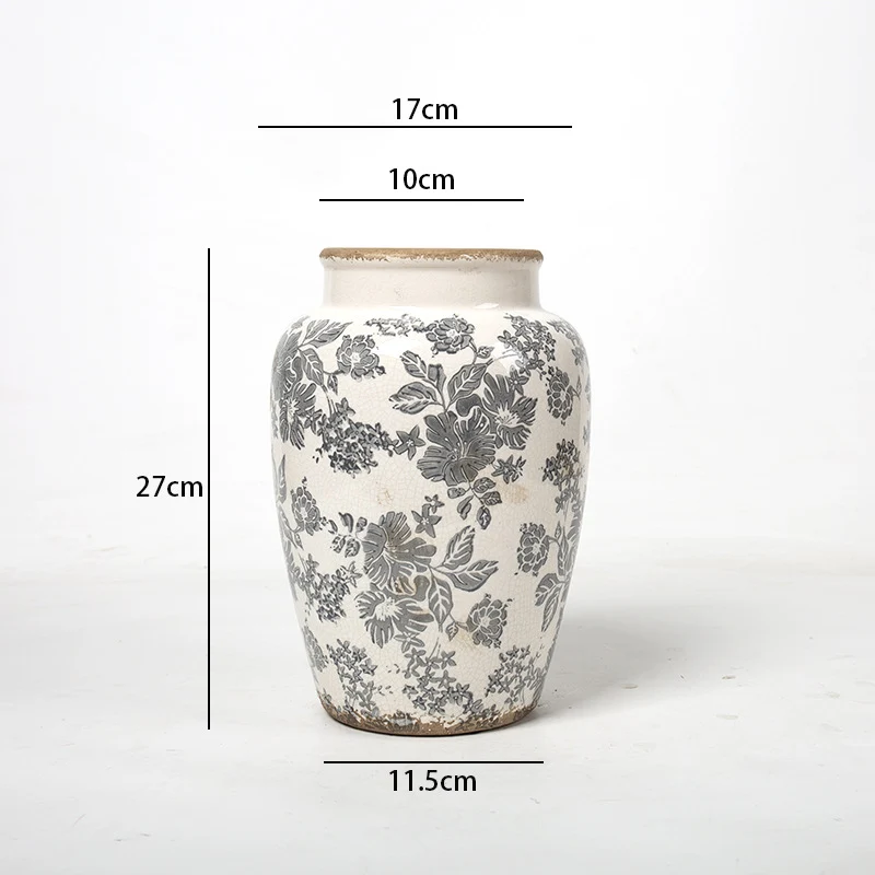 Florale Keramik Vase mit kunstvollem Design Karnz