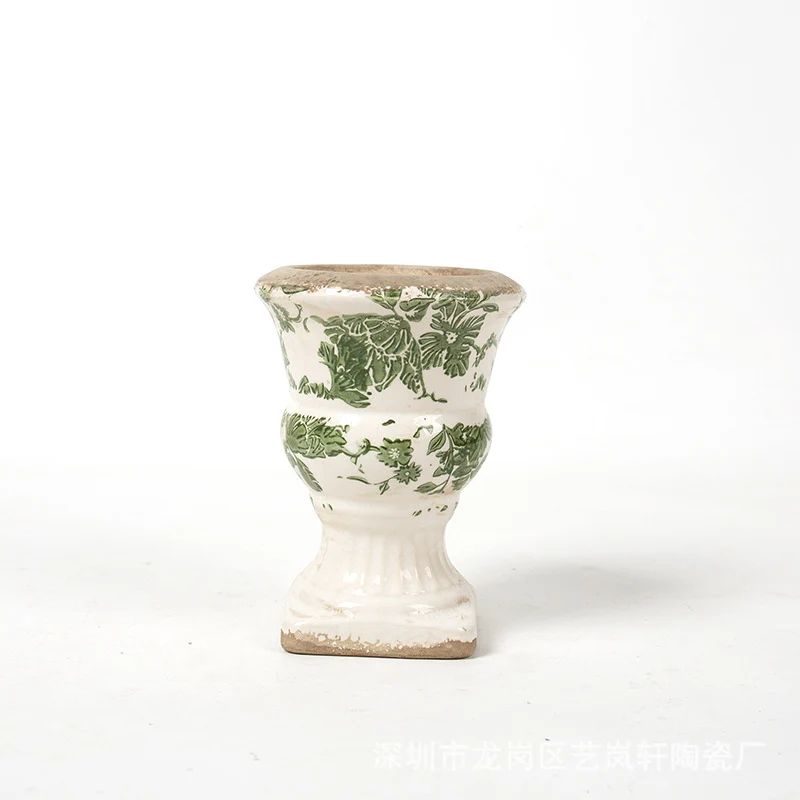Florale Keramik Pflanzgefäß Karnz