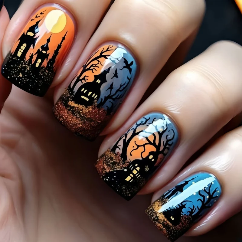 Künstlerische Halloween Themen Nagelkunst Karnz