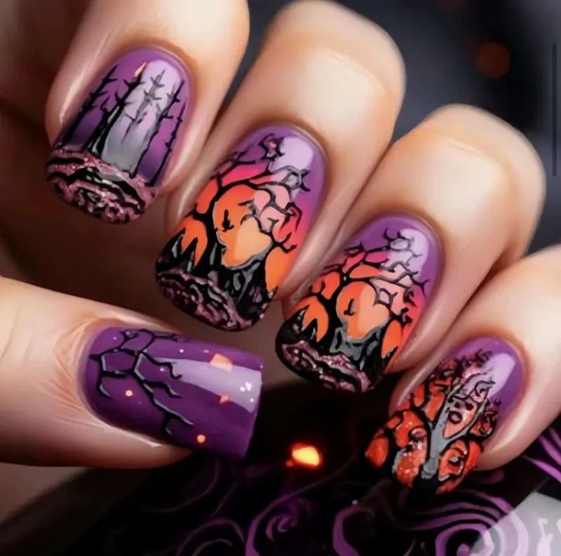 Künstlerische Halloween Themen Nagelkunst Karnz