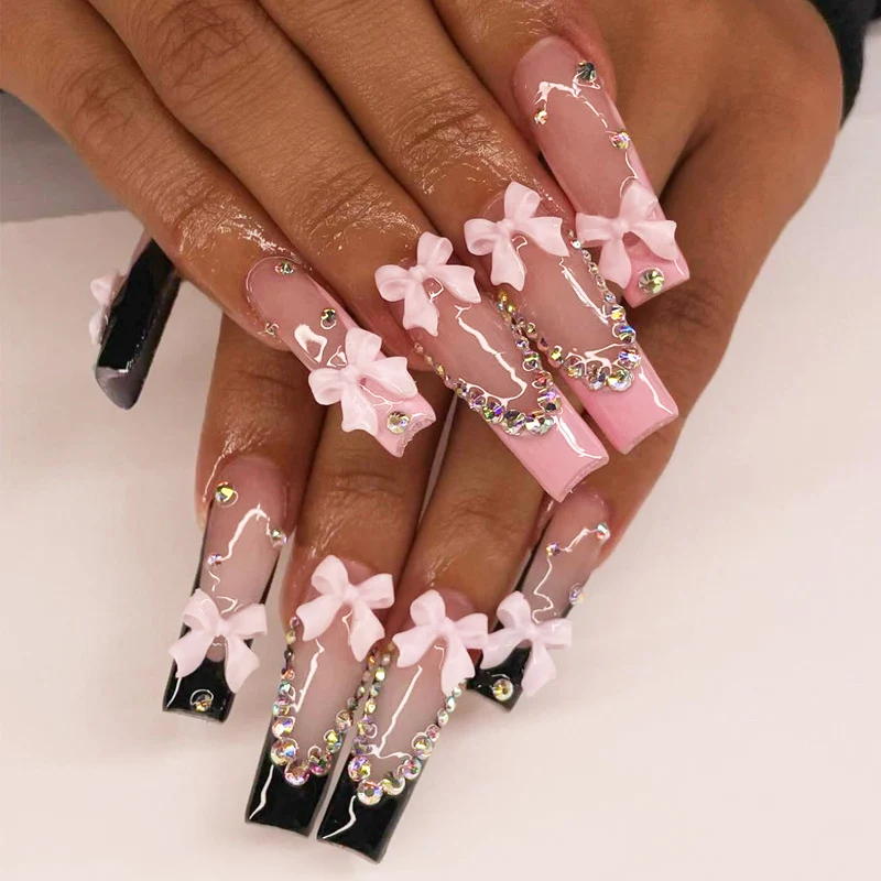 Glamouröse Glitzer-Stiletto Press-On Nägel Karnz