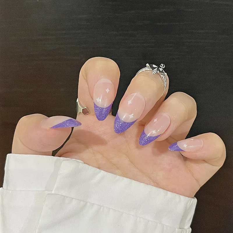 Glamouröse Glitzer-Stiletto Press-On Nägel Karnz