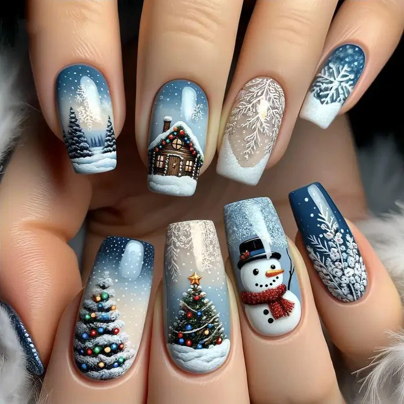 Künstlerische winterliche Nail Art Karnz