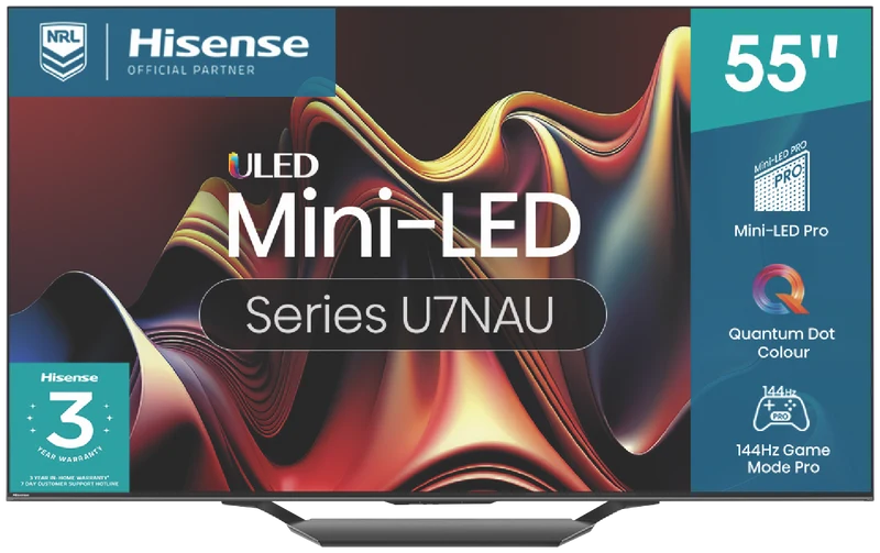 Hisense 55" U7NAU 4K Mini-LED QLED Smart TV 24