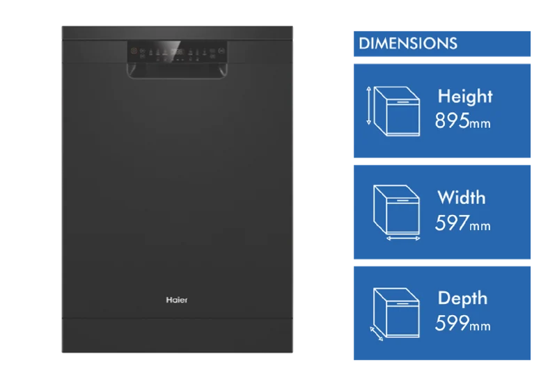 Haier 500 Series Freestanding Dishwasher, Black