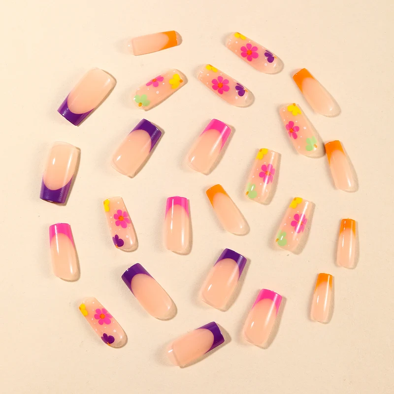Vibrante Florale Nagelkunst Erweiterungen Karnz