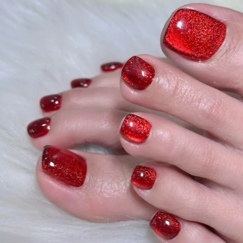 Premium Glitzernde Press-On Zehennägel Karnz
