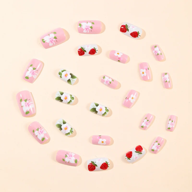 Erdbeer Blumen Nagelkunst Set Karnz