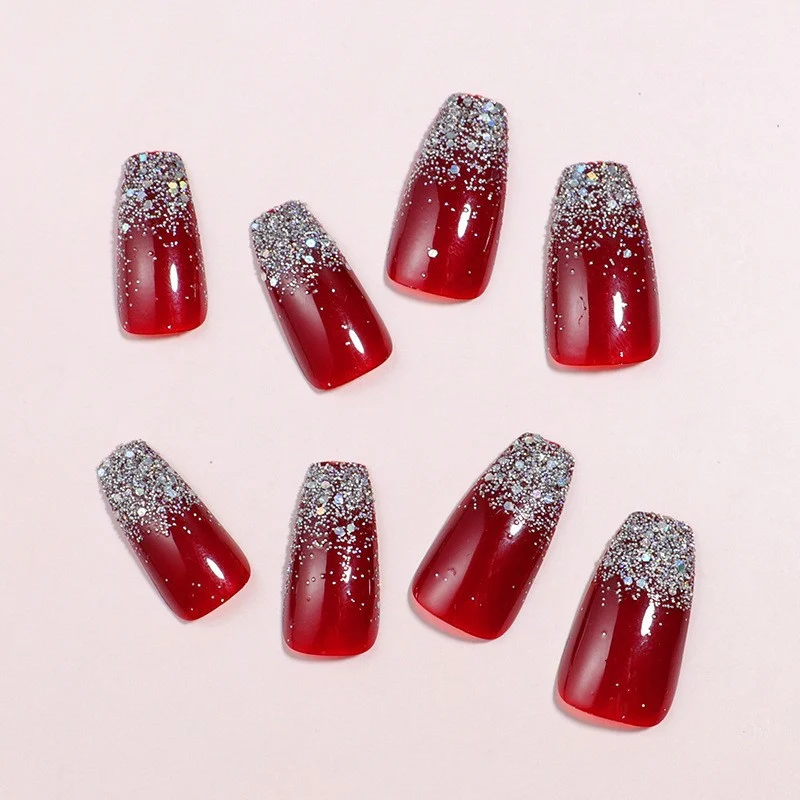 Glitzernde Farbverlauf Press-On Nagelspitzen Karnz