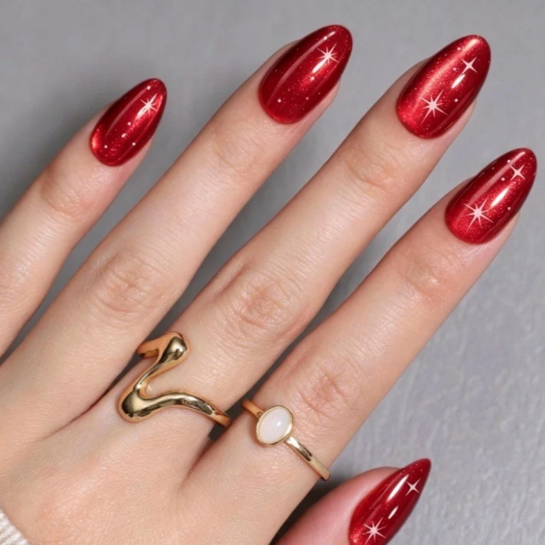 Glitzerndes mandelförmiges Press-On-Nagelset Karnz