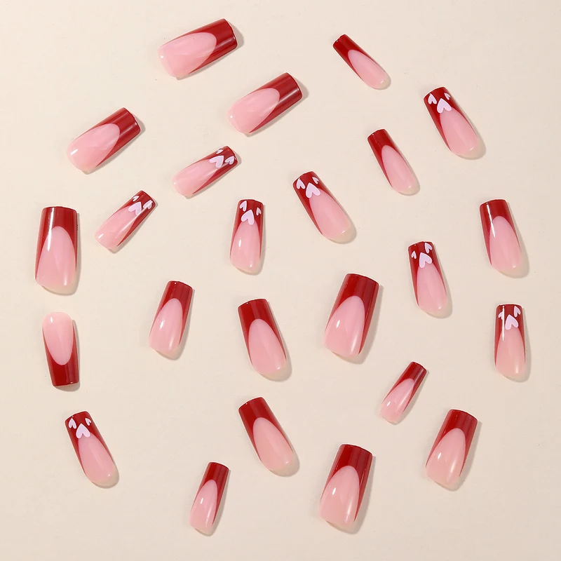 Herz-Muster Acryl Nagelkunst Extensions Karnz