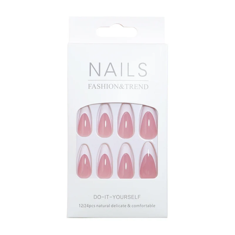 Elegante Stiletto French Tip Press-On Nägel Karnz