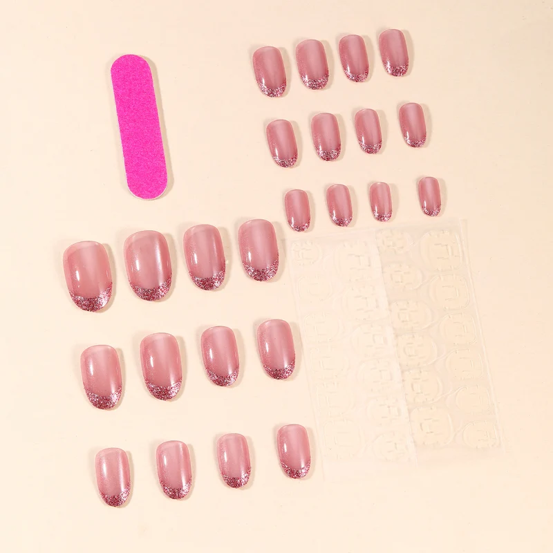 Glamourös Glitter Französischer Tipp Nagelkunst Karnz