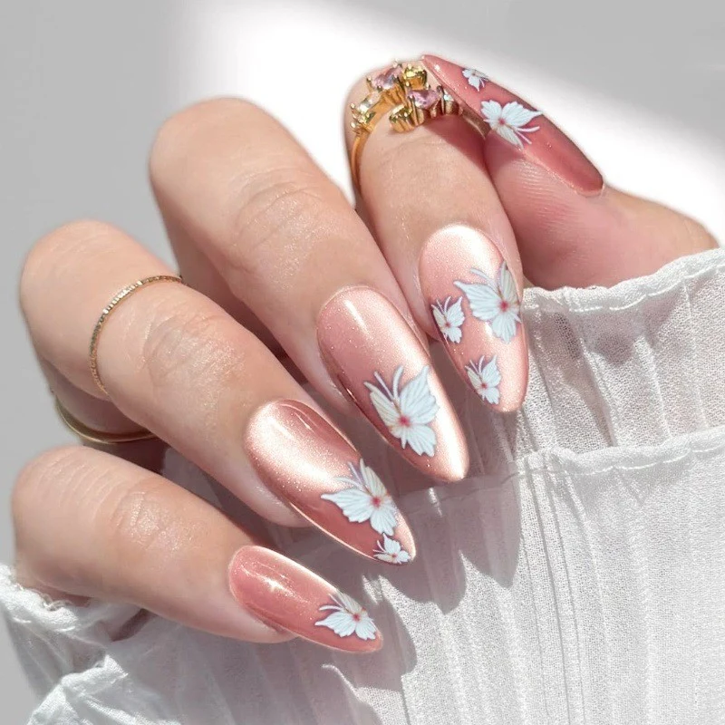 Künstlerische Florale Druck-On-Nagelerweiterungen Karnz
