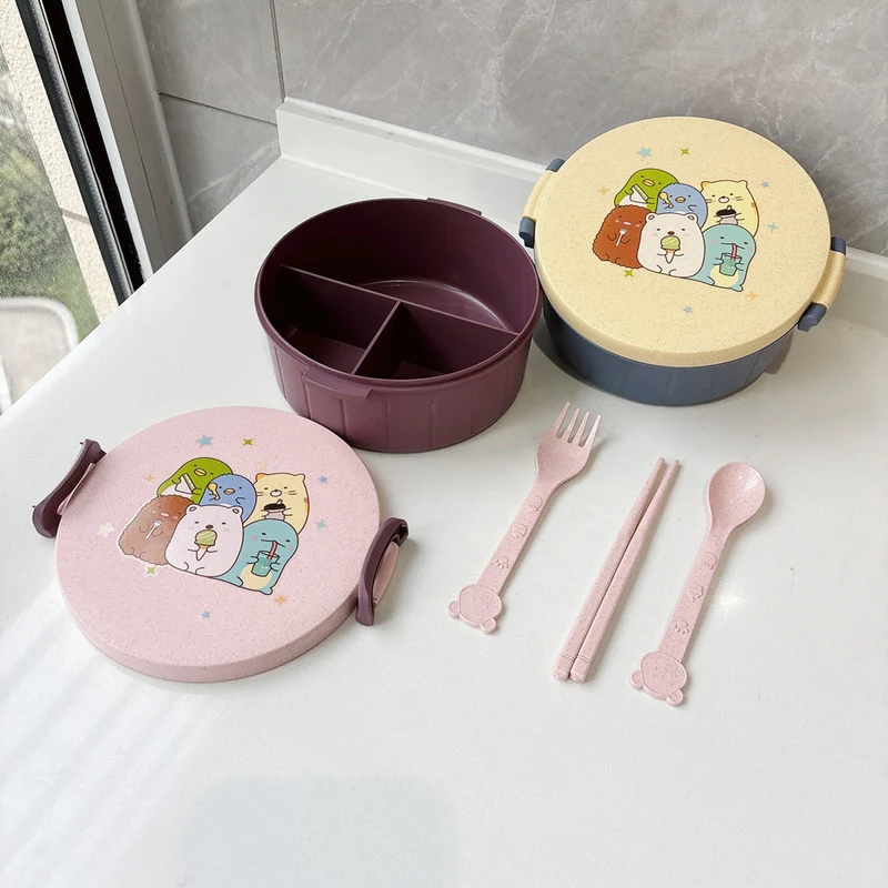 Spaßige Tierdruck Bento-Schüssel mit Besteckset