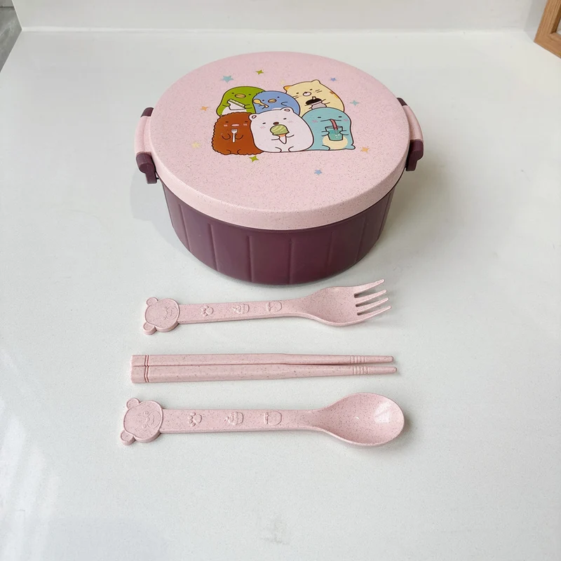 Spaßige Tierdruck Bento-Schüssel mit Besteckset