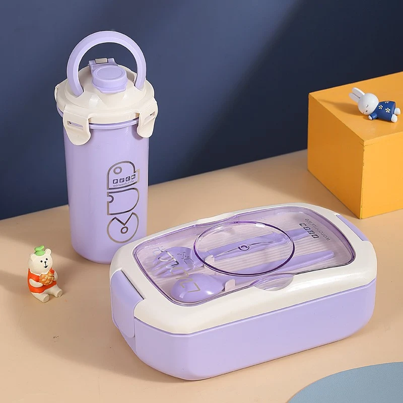 Tragbare Lunchbox mit integrierter Wasserflasche