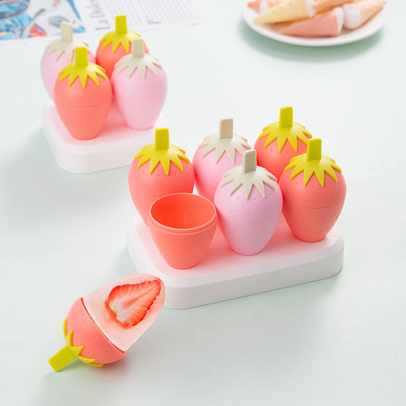 Spaß Erdbeer-förmige Eiscreme Form Set