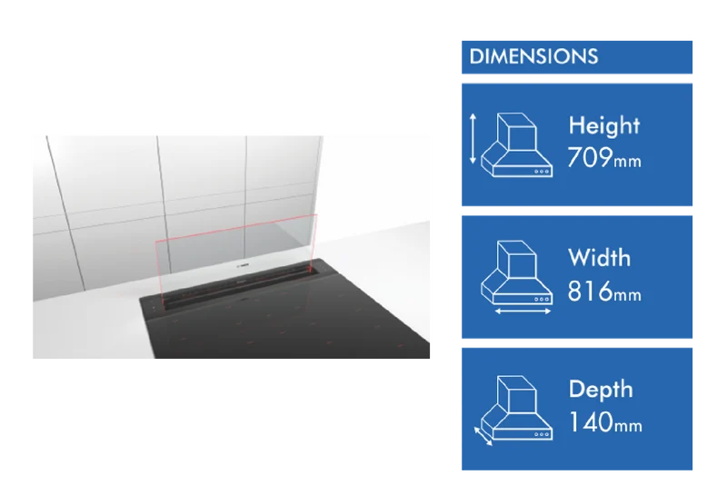 Bosch Series 8 Accentline 80cm Downdraft Ventilation, Clear Glass