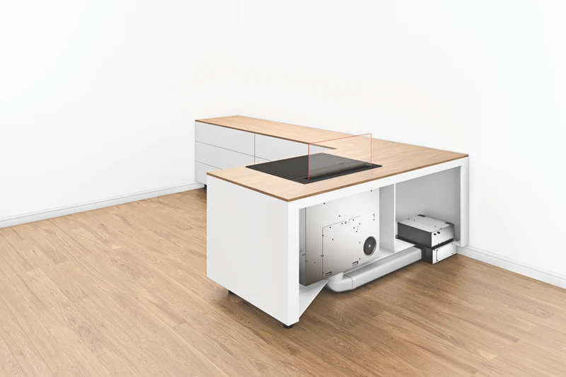 Bosch Series 8 Accentline 80cm Downdraft Ventilation, Clear Glass