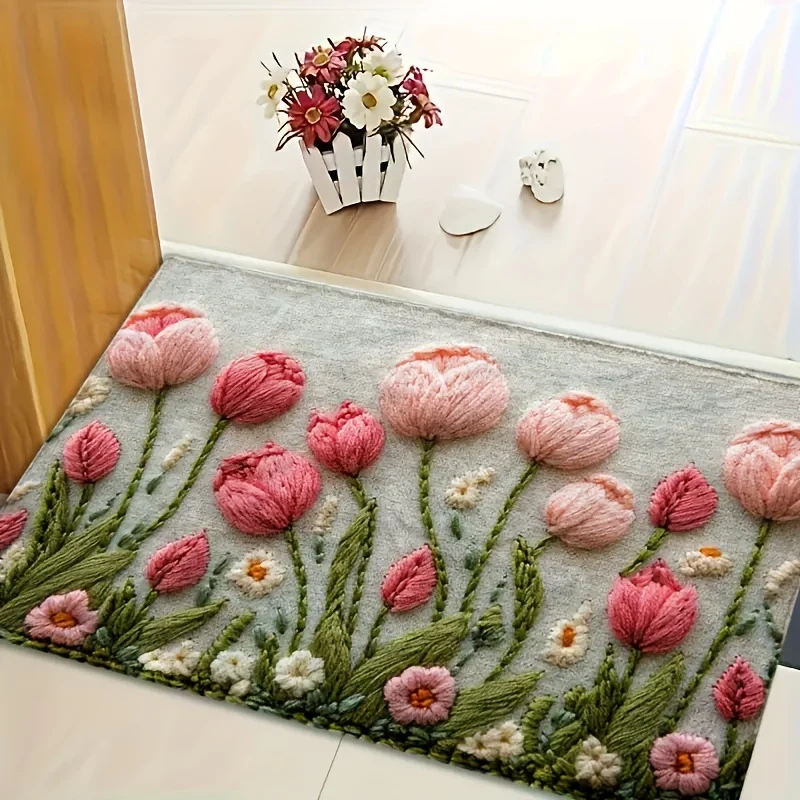 Bestickte florale Küchenmatte