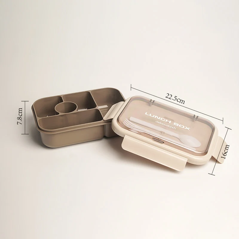 Mehrfach unterteilte Bento-Lunchbox mit integriertem Besteck