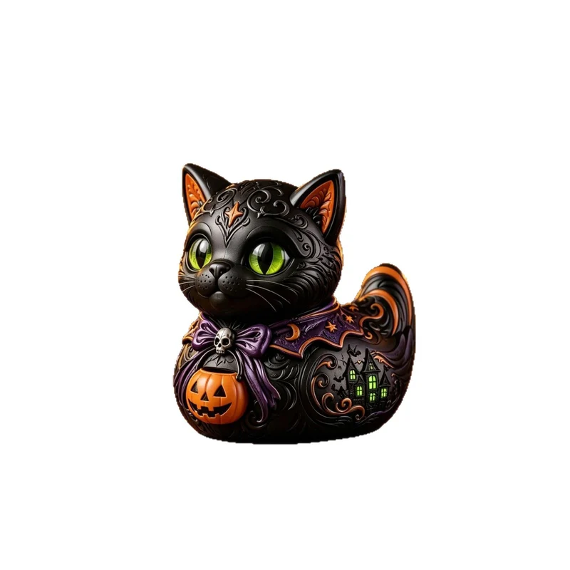 Dekorative Halloween-Katzenfigur Karnz