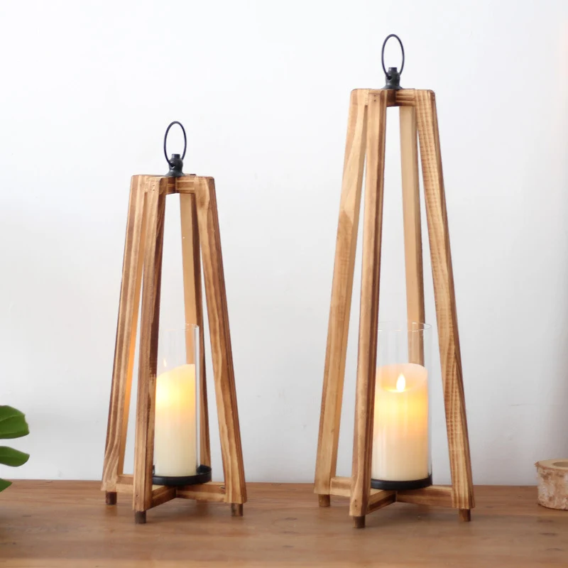 Elegante Laterne aus Holz und Glas Karnz