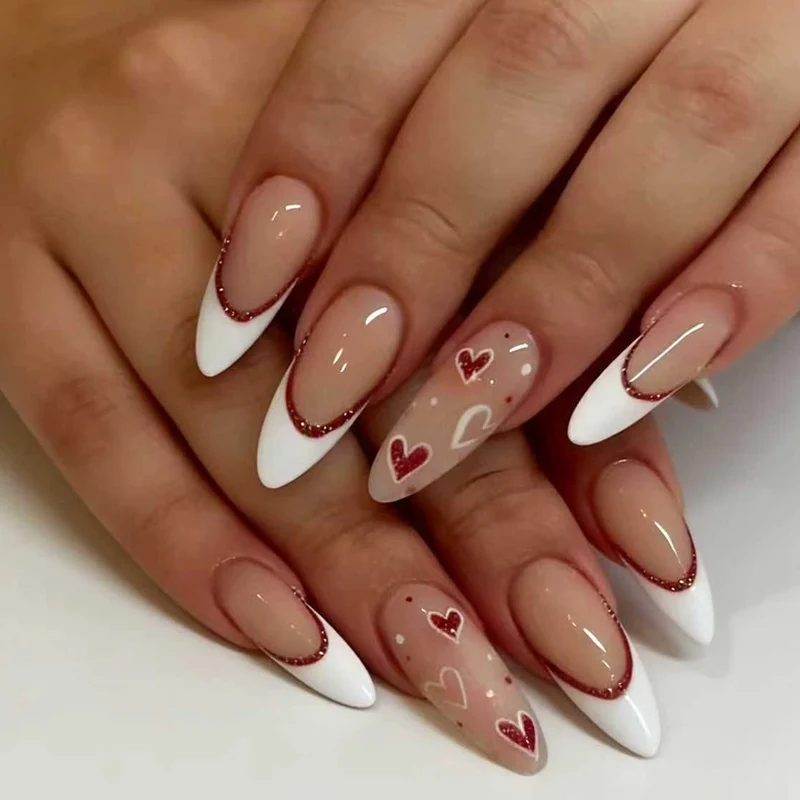 Elegante Herz-Design Stiletto Nail Art Extensions Karnz