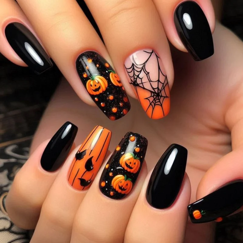 Dekorative Halloween Nagelkunst Verlängerungen Karnz