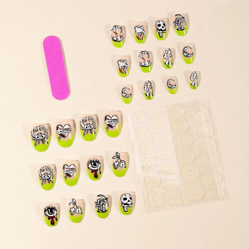Künstlerisches Skull und Eye Nagelkunst Set Karnz