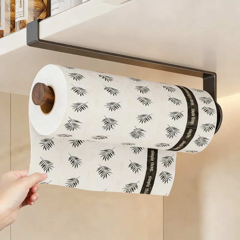 Küchenrollenhalter mit Aluminium und Walnussholz