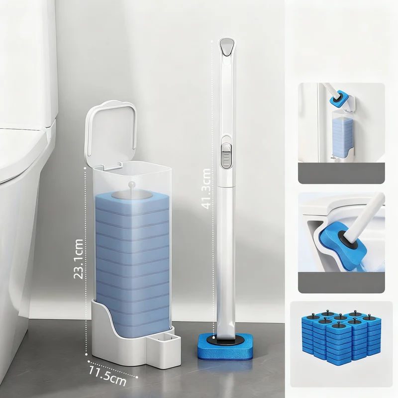 Toilettenbürste mit austauschbaren Schwammköpfen