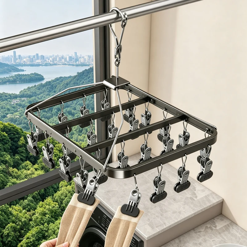 Aluminium-Wäscheständer mit Mehrfach-Klammern