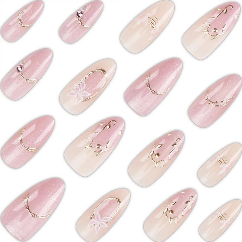 Blumengestaltetes Press-On-Nagelset Karnz