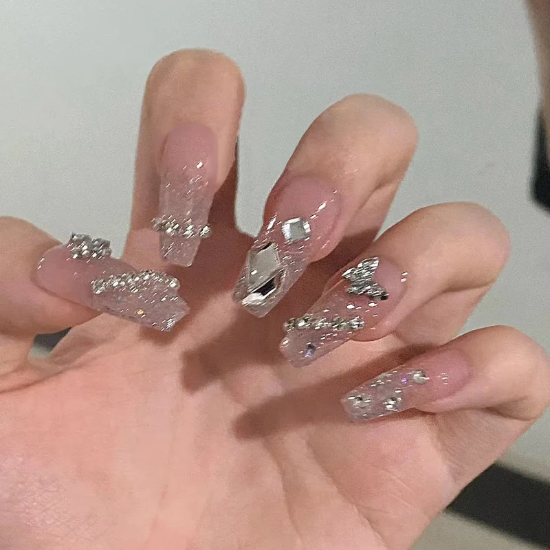 Premium mit Strass verzierten Press-On Nägel Karnz
