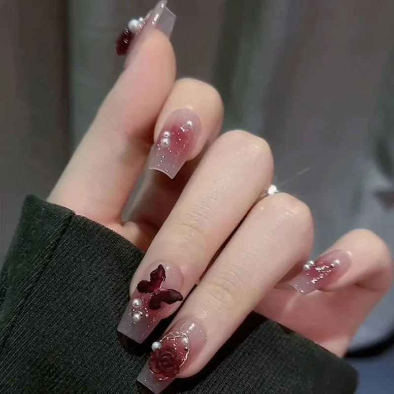Premium mit Strass verzierten Press-On Nägel Karnz