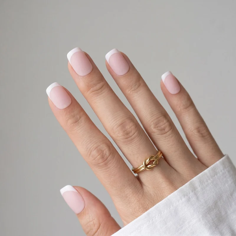 Matte French Tip Press-On Nail Set Karnz